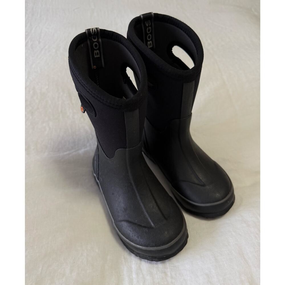 Bogs | Unisex Youth SZ 1 | Original Pull On Black Neoprene Rain Snow Play Boots - Picture 2 of 11